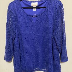 Alfred Dunner Royal Blue Textured Blouse